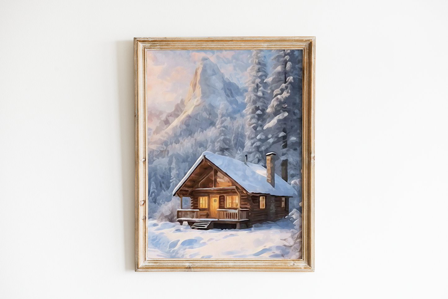 Rustic Winter Cottage Painting