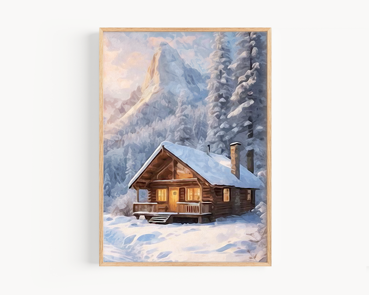 Rustic Winter Cottage Painting