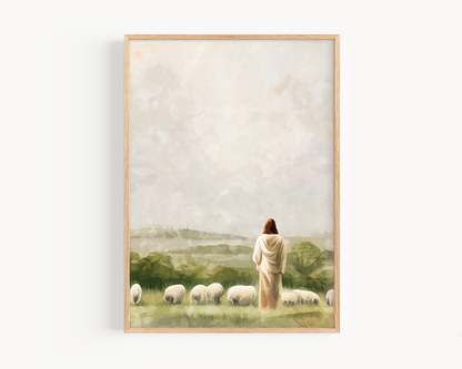 Jesus with Flock of Sheep