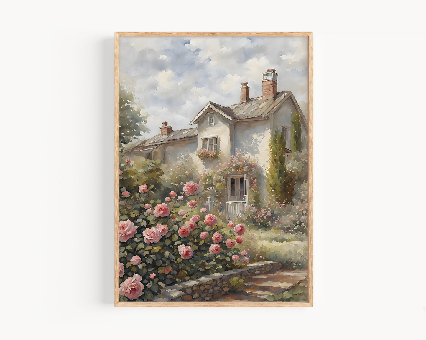 Cottage Painting Rose Garden