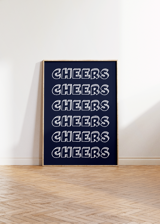 Cheers Print Vintage Bar Cart