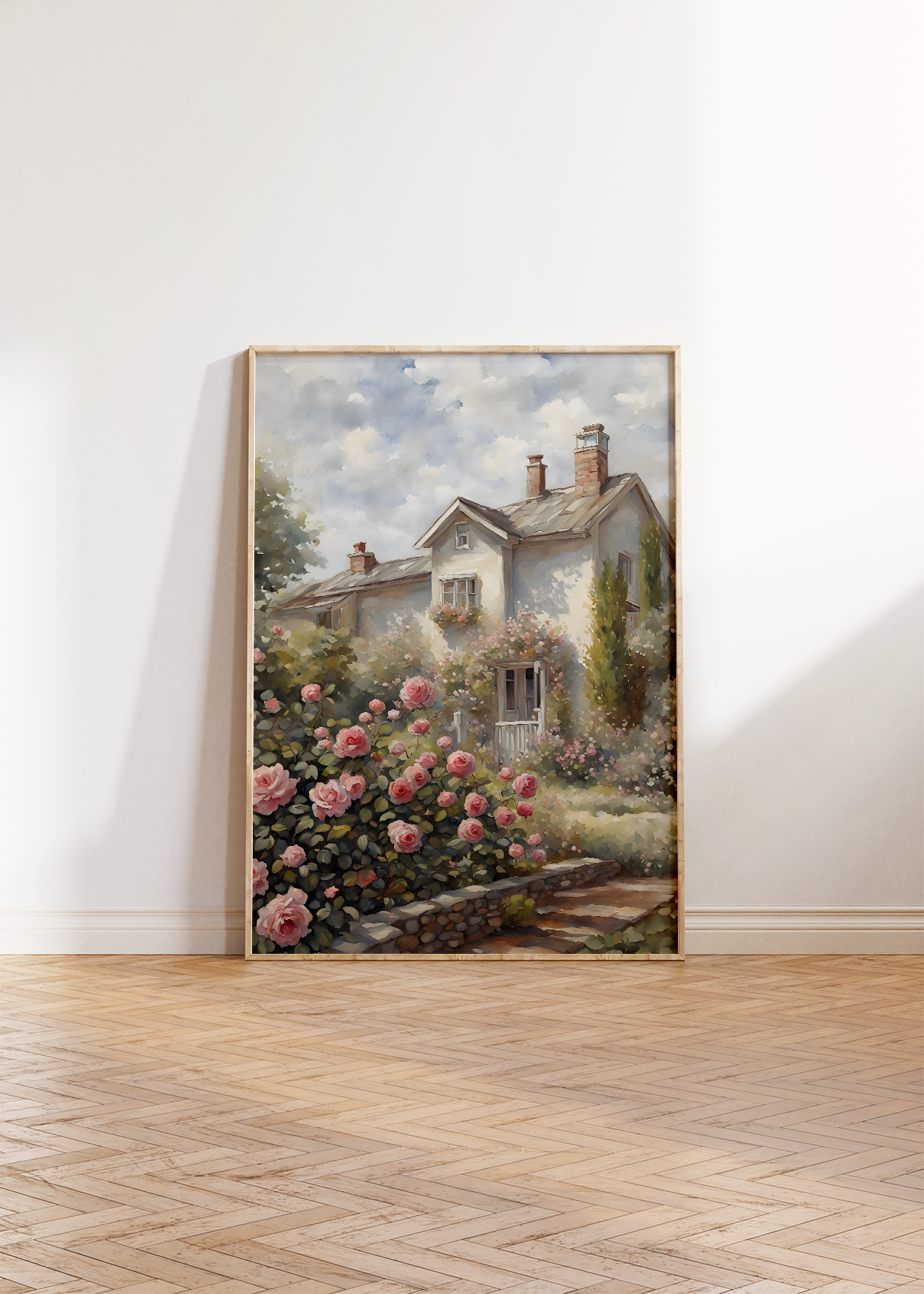 Cottage Painting Rose Garden